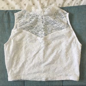 Lace White Going Out Crop Top